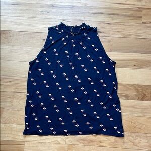 Blue Ruffled Sleeveless Blouse